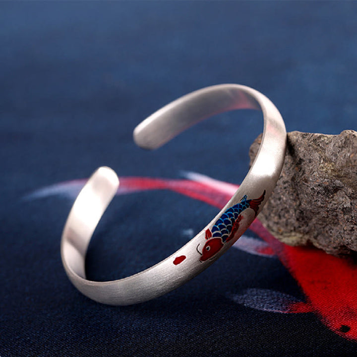 Buddha Stones 999 Bangle Zilveren Koi Vis Manchetarmband - image 4