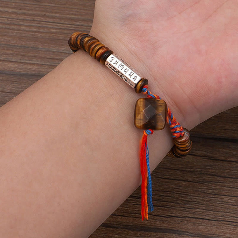 Buddha Stones Tibetaanse Tijgeroog Om Mani Padme Hum Armband - image 4