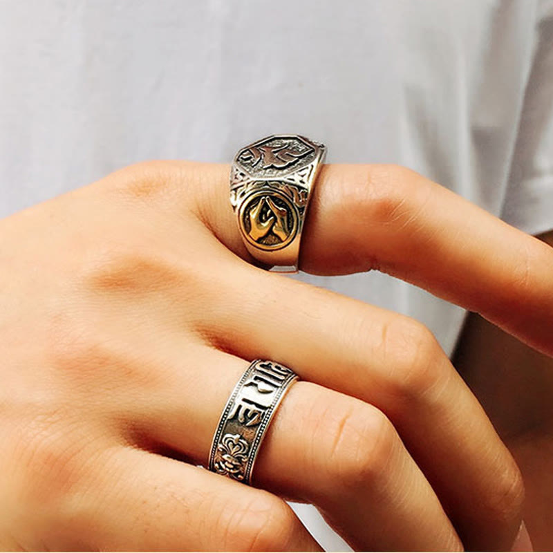Buddha Stones Verstelbare Ring van 925 sterling zilver met gegraveerd Sanskriet-motief ter bescherming. - image 25
