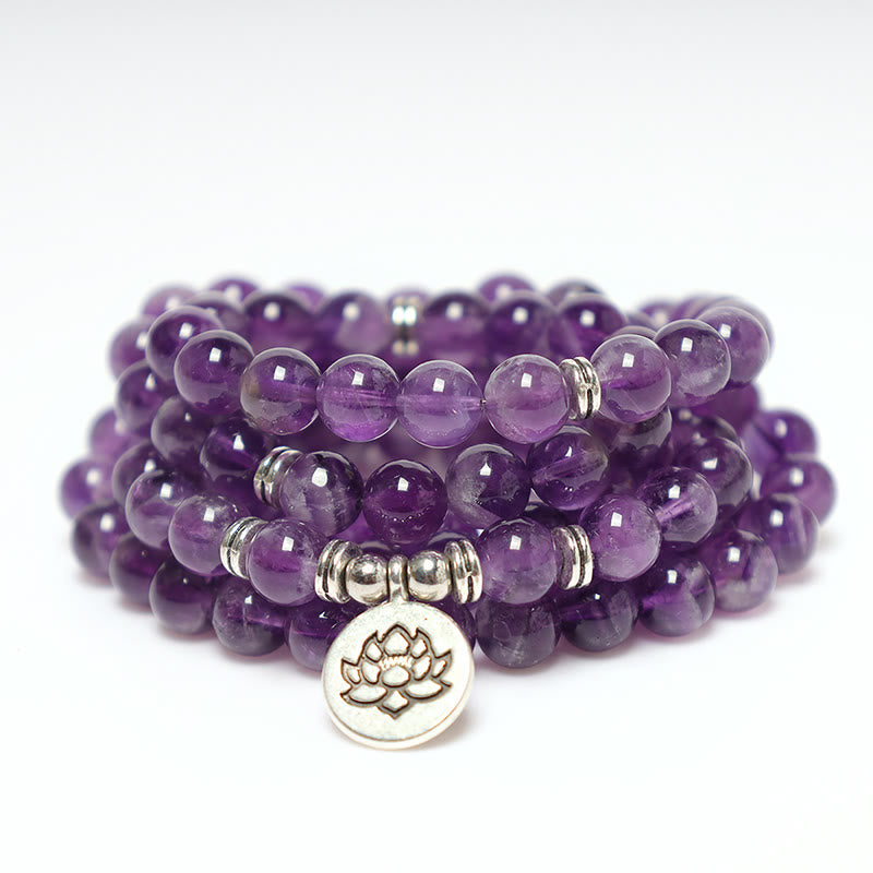 Buddha Stones Natuurlijke amethist zuiveringsmala - Armband - image 0