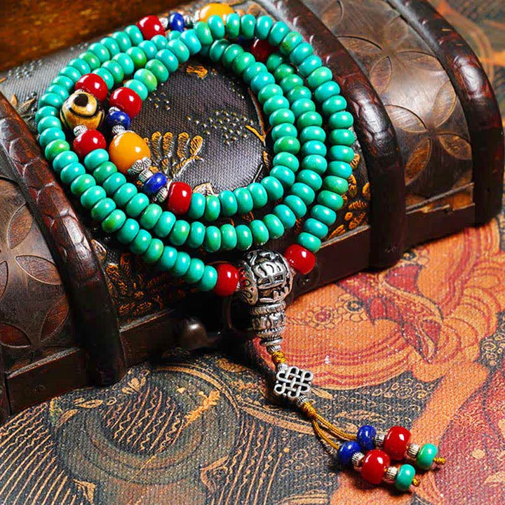 Buddha Stones 108 Mala kralen Tibetaanse turkooizen Dzi kralen Armband - image 1