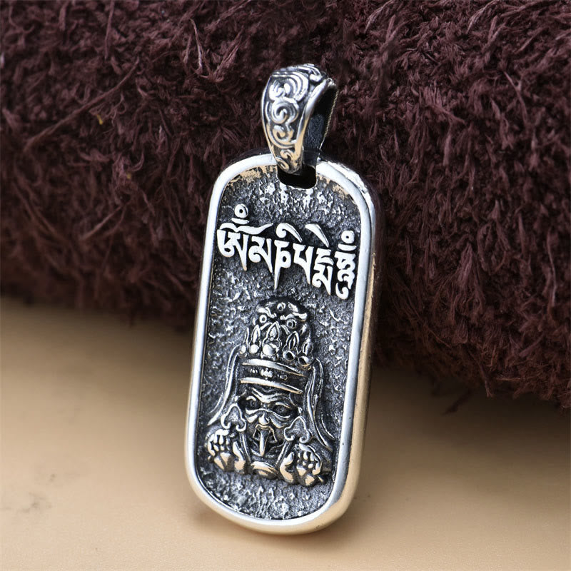 Buddha Stones 925 Sterling Zilveren Zakiram Godin van de Rijkdom Om Mani Padme Hum Vrede Ketting - Alleen de hanger (16*34 mm) - image 1