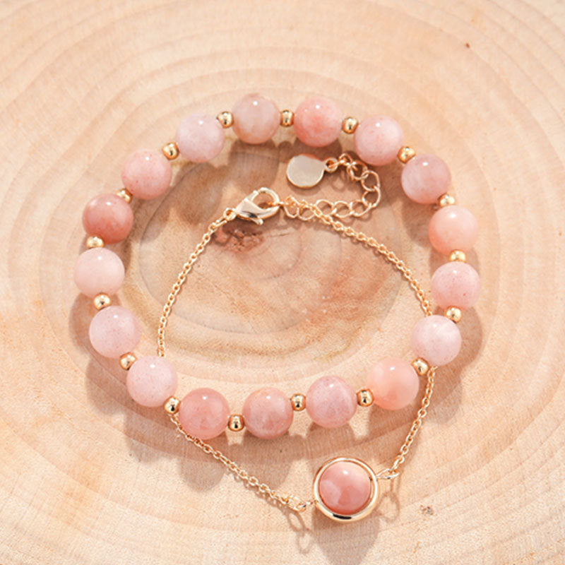 Buddha Stones Zonnesteen Aardbeikwarts Kristal Positieve Armband - Zonnesteen - image 0