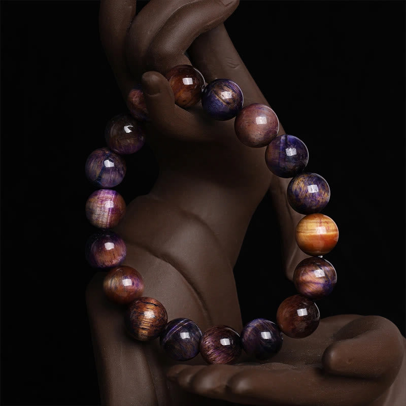 Buddha Stones Natuurlijke paarse tijgeroog Armband - 14mm - image 8