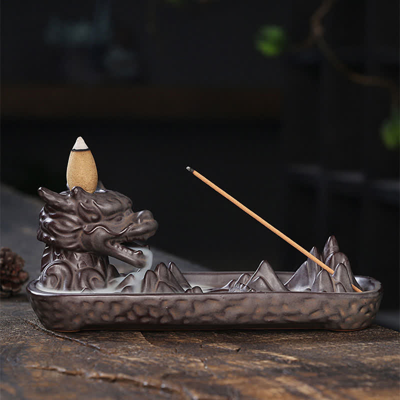 Buddha Stones Keramische Wierook met drakenberg-thema. - image 3