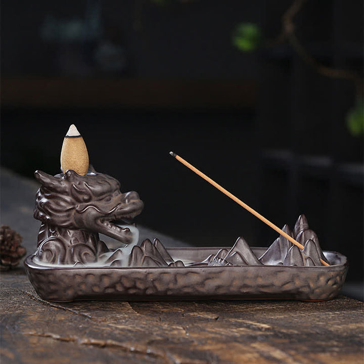Buddha Stones Keramische Wierook met drakenberg-thema. - image 3