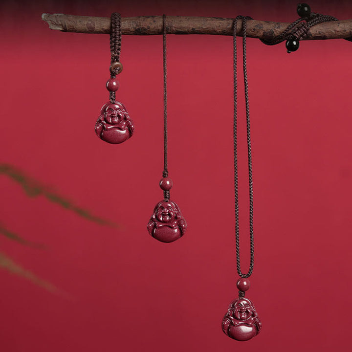 Buddha Stones Lachende Boeddha Cinnaber Ketting Telefoonhanger decoratie Sleutelhanger - image 0