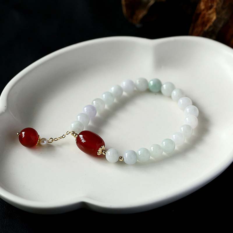 Buddha Stones Armband van natuurlijke witte jade agaat - image 10