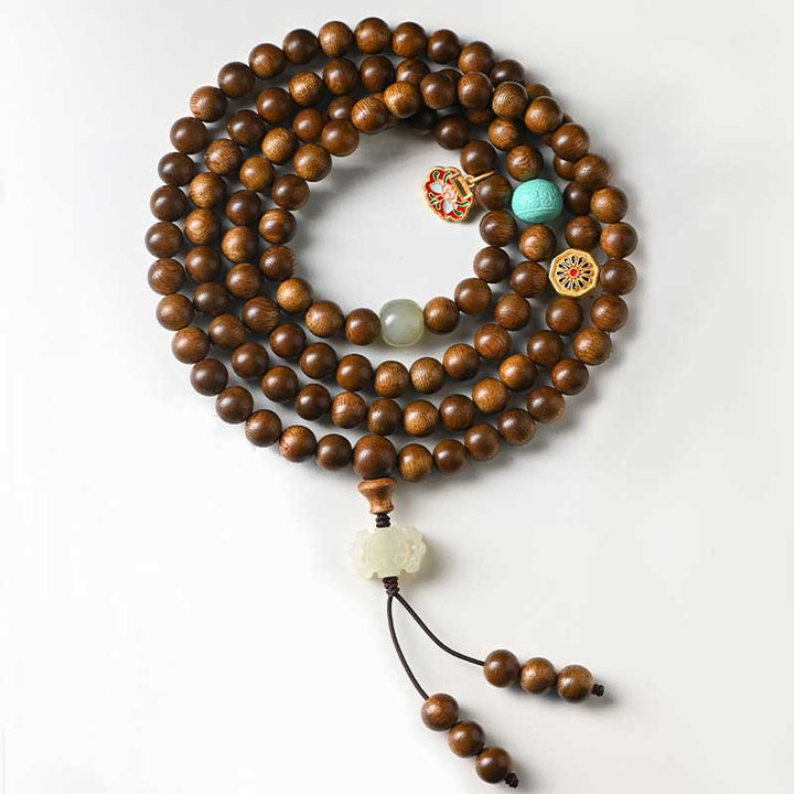 Buddha Stones Tibetaanse rozenhouten beschermende kalmerende Armband (Mala) - image 11