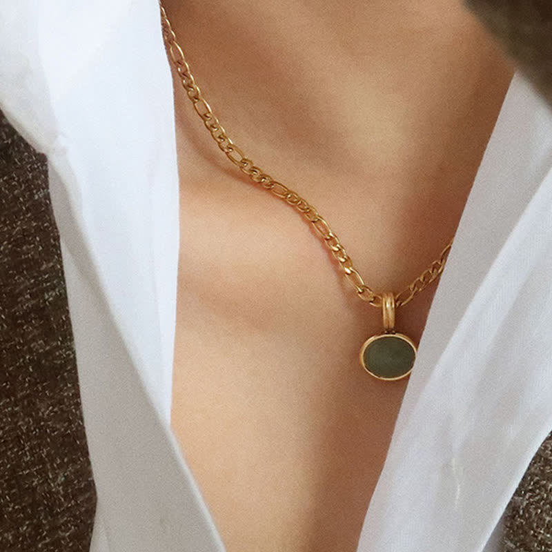 Ovale turquoise hanger van sterk titaniumstaal voor Ketting - image 5