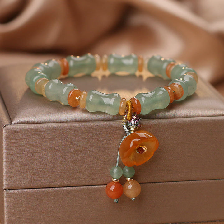 Buddha Stones Armband van natuurlijke jade en bamboe met bloemenpatroon - image 3