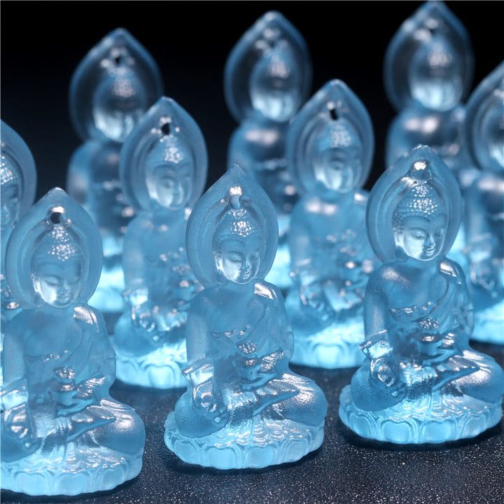 Buddha Stones Blauwe Tathagata Boeddha Geneeskunde Boeddha Liuli Crystal Serenity Amulet Ketting hanger - image 11