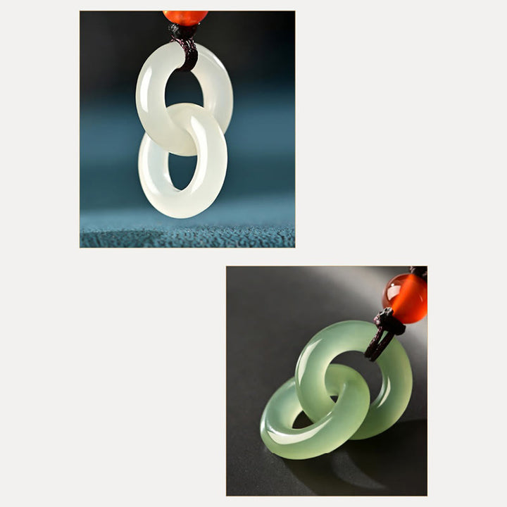 Buddha Stones Natuurlijke Hetian cyaan jade witte jade dubbele vredesgesp succes Ketting - image 12