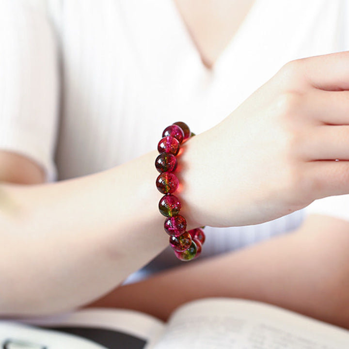 Buddha Stones Armband van natuurlijke toermalijn met symbool voor liefde en wijsheid - image 2