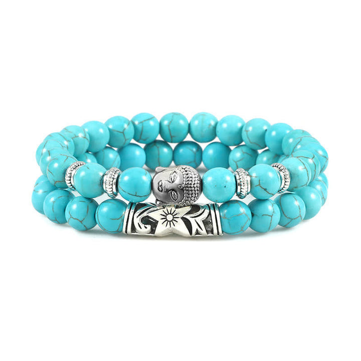 Buddha Stones 2 stuks natuurlijke kristallen agaat Boeddha Armband - Turkoois - image 14