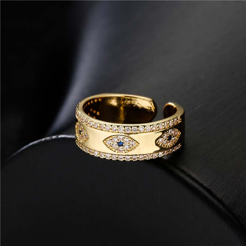 Buddha Stones Ring van koperlegering met gelukszegen en het boze oog - image 0