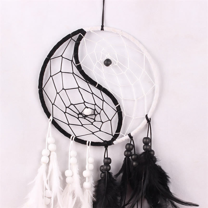 Yin Yang dromenvanger rond net met veren, balansdecoratie - image 4