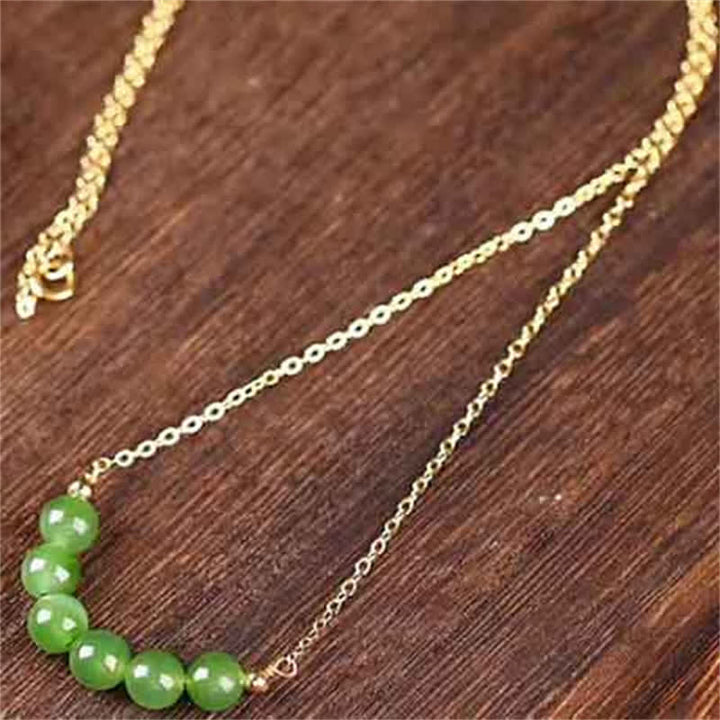 14k vergulde Hetian cyaan jade kralen Ketting - image 3