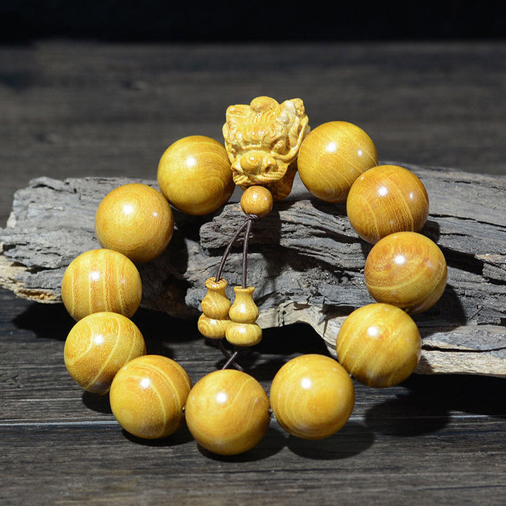 Buddha Stones Rozenhout, groene sandelhout, kleine bladeren, rode sandelhout, draak, gesneden Armband - image 7