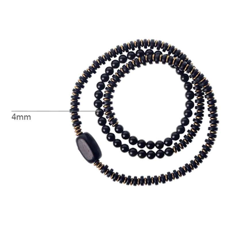 Buddha Stones Regenboog Obsidiaan Ebbenhout Koper Genezende Drievoudige Armband - image 15