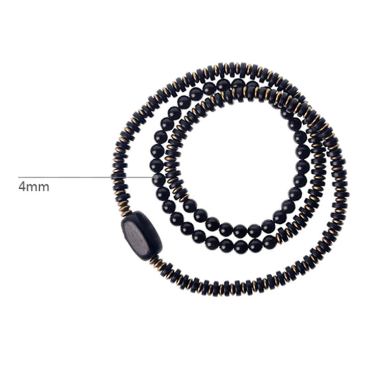Buddha Stones Regenboog Obsidiaan Ebbenhout Koper Genezende Drievoudige Armband - image 15