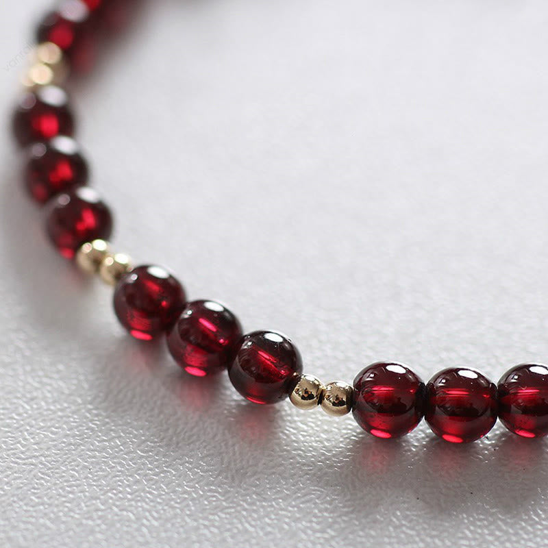 Buddha Stones 14K vergulde legering armband met natuurlijke granaat - image 4