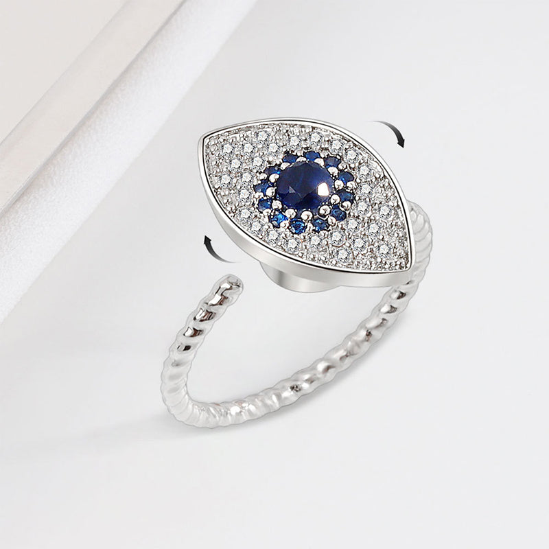 Draaibare Ring van 925 sterling zilver met bescherming tegen het boze oog. - Zilver - image 0