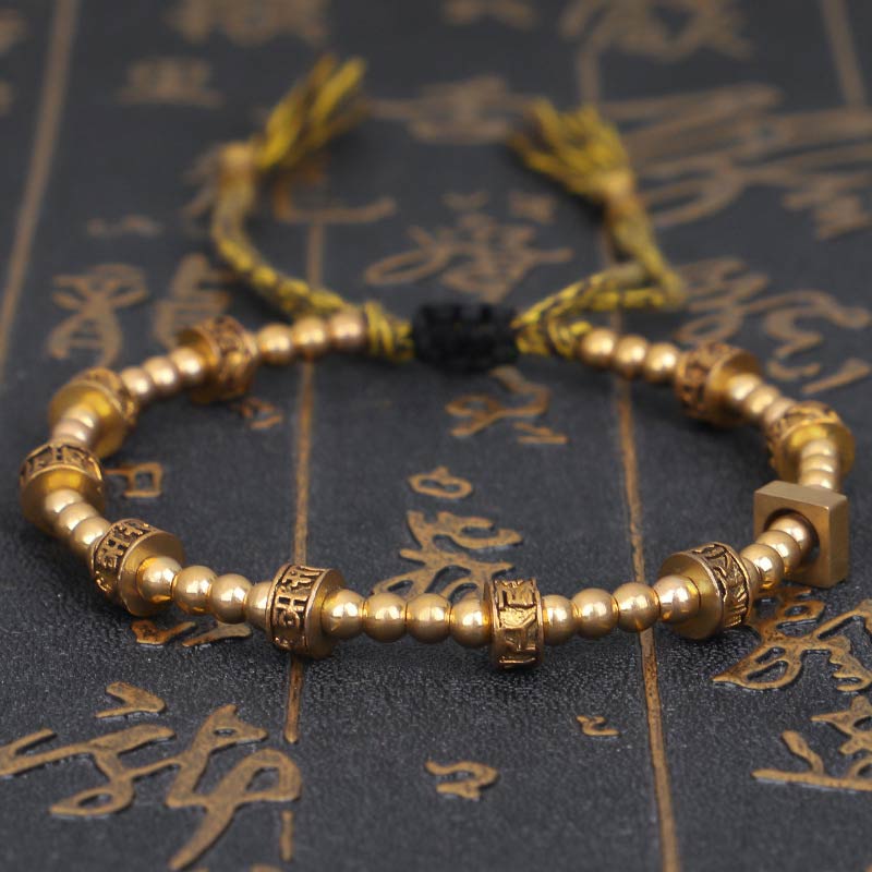 Buddha Stones Tibetaanse Armband met zes ware woorden voor rijkdom - Goud - image 0