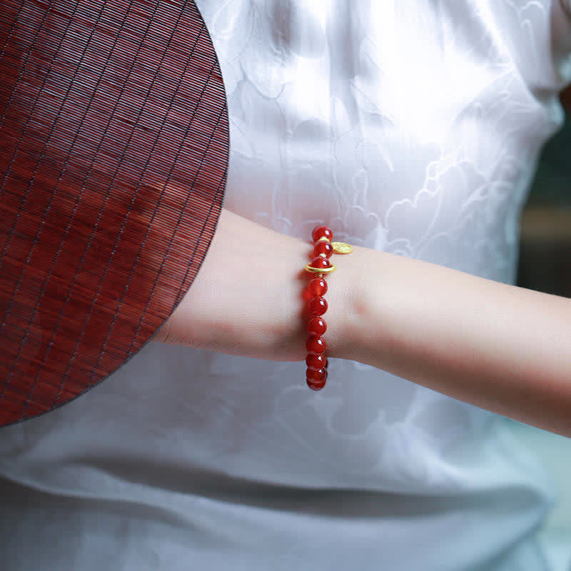 Buddha Stones Armband met zegenletter van natuurlijke rode agaat - image 4