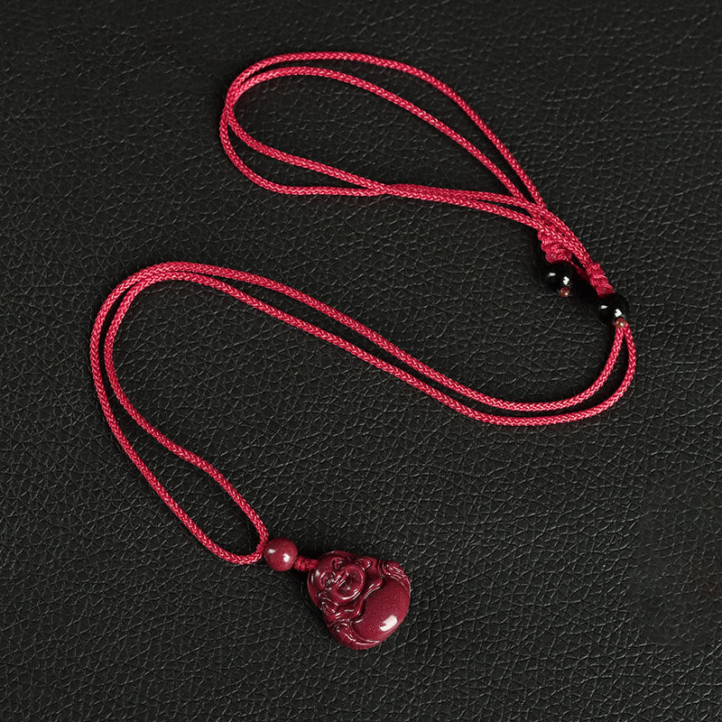 Buddha Stones Lachende Boeddha Cinnaber Ketting Telefoonhanger decoratie Sleutelhanger - Ketting - Rood - image 2
