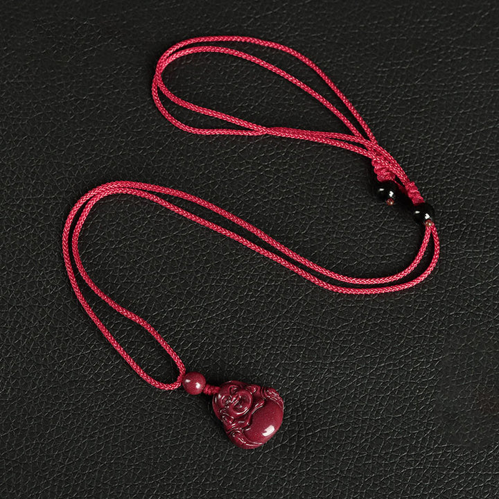 Buddha Stones Lachende Boeddha Cinnaber Ketting Telefoonhanger decoratie Sleutelhanger - Ketting - Rood - image 2