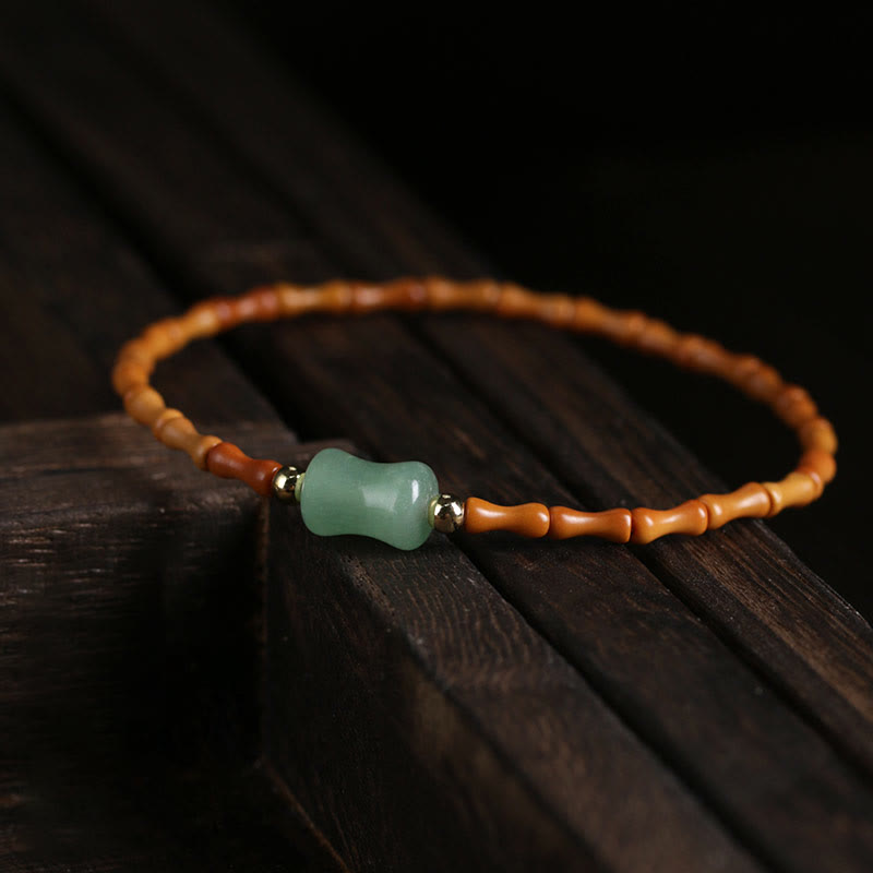 Buddha Stones Natuurlijke olijfpitgroene aventurijn bamboe Armband - image 1