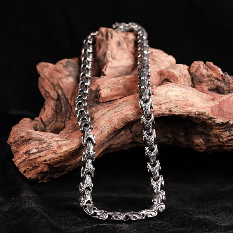 Buddha Stones Beschermende Ketting met hanger en drakenpatroon van titaniumstaal . - image 3