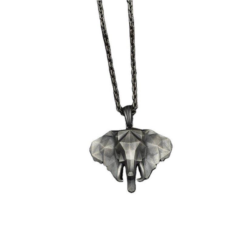 Olifantvormige Ketting van tin en titaniumstaal. - Zwart - image 0