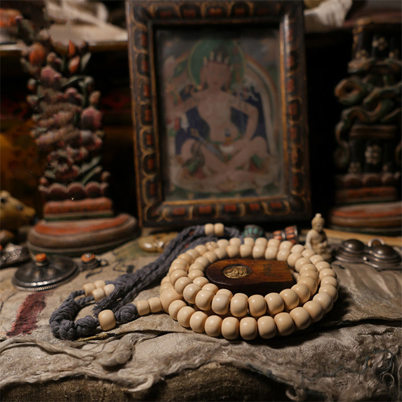 Buddha Stones 108 Mala kralen van Abelia Biflora hout, ter afweer van boze geesten, Pols Mala - 10* 8mm*108 - image 0