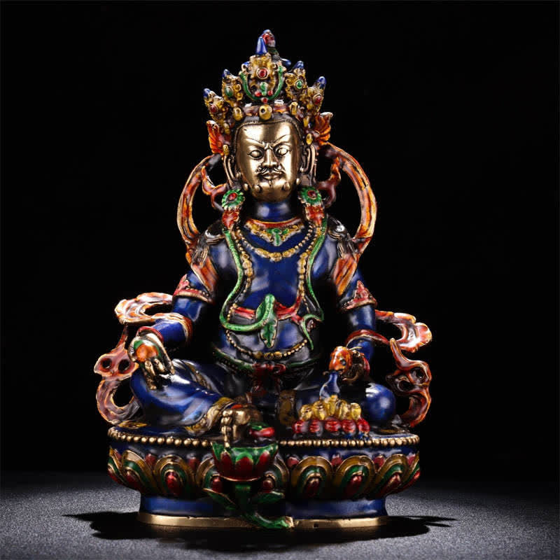 Buddha Stones Gele Jambhala Bodhisattva beeldje, Serenity koperen beeldje, woondecoratie - 25,5 cm - image 0