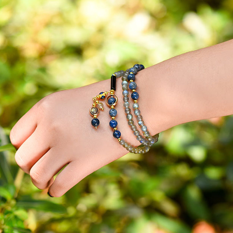 Buddha Stones Maansteen Lazuriet Lapis Lazuli Kalmerende Helende Positieve Armband - image 8