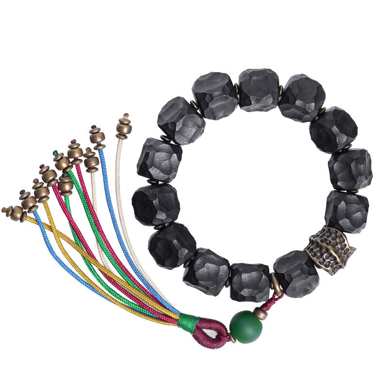 Buddha Stones Armband ebbenhouten koperen vredeskwastje Pols Mala - image 12