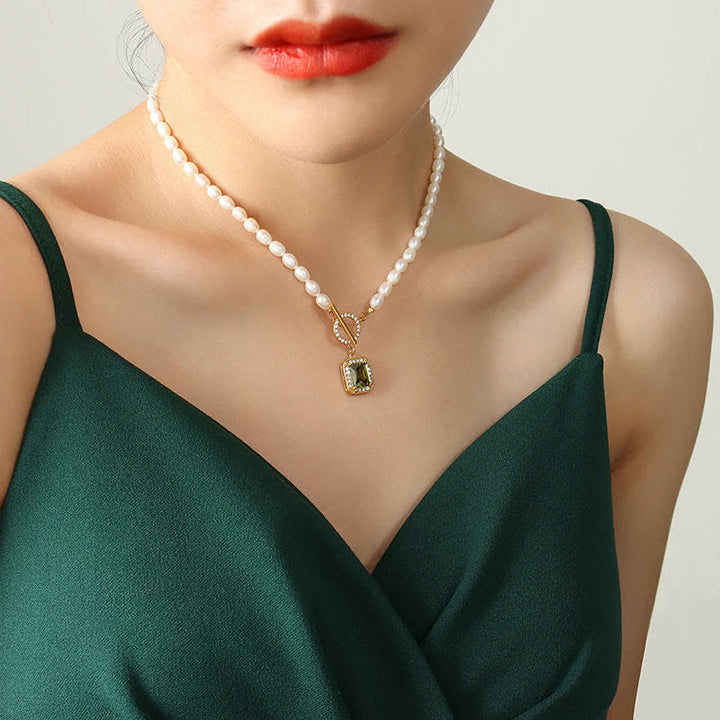 Parel Zirkoon Rijkdom Charm Ketting - Lichtgroen - image 11