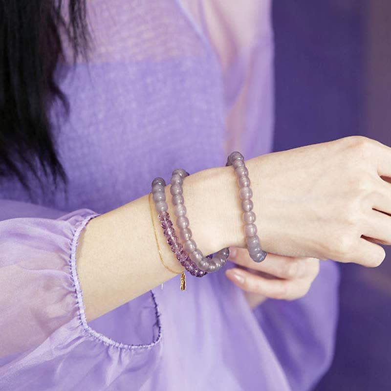 Buddha Stones Natuurlijke amethist kristallen meditatie- en helende Armband - image 1