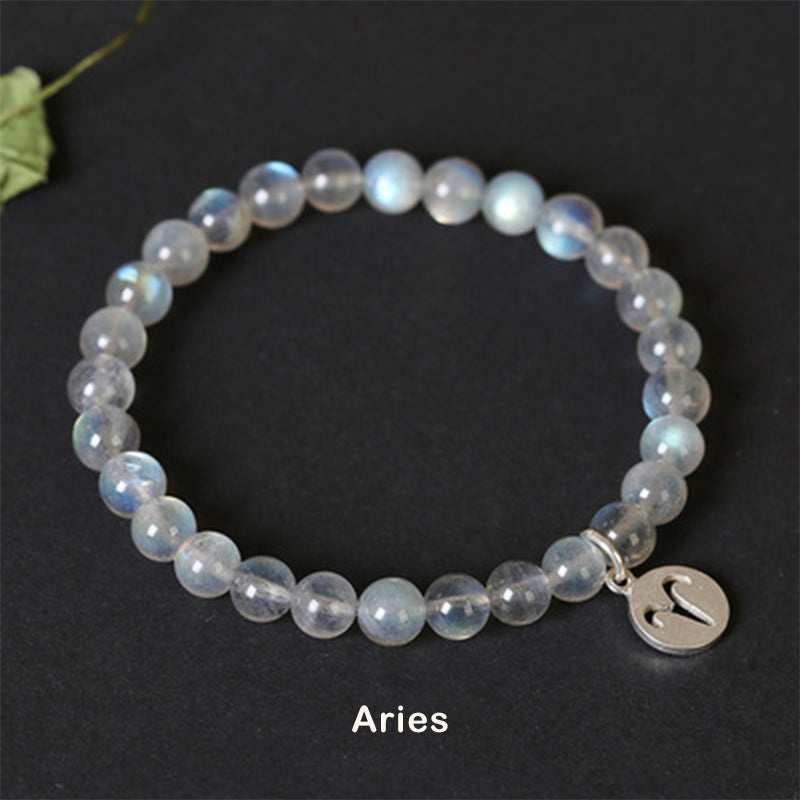 Armband met maansteen en de 12 sterrenbeelden van de dierenriem - Ram - image 2