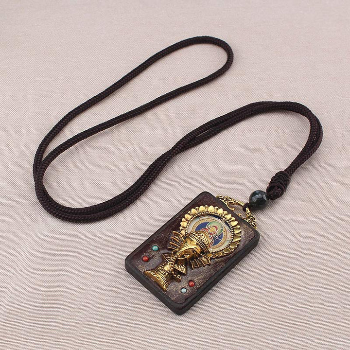 Ebbenhouten olifant, god van het geluk, Boeddha, Ketting kettinghanger - image 4