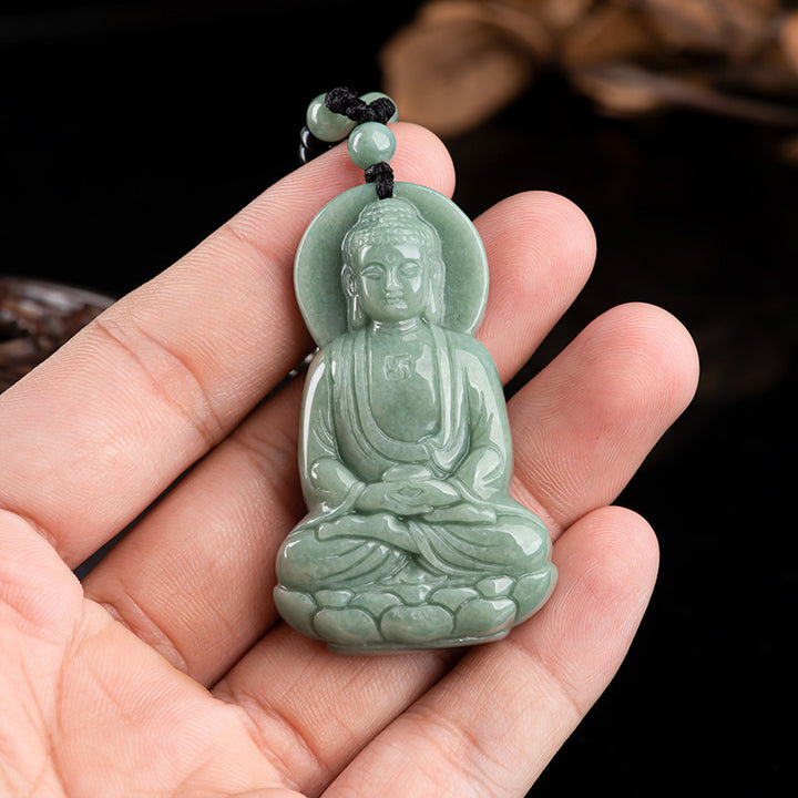 Buddha Stones Amitabha Boeddha Jade Amulet Compassie Ketting - image 3