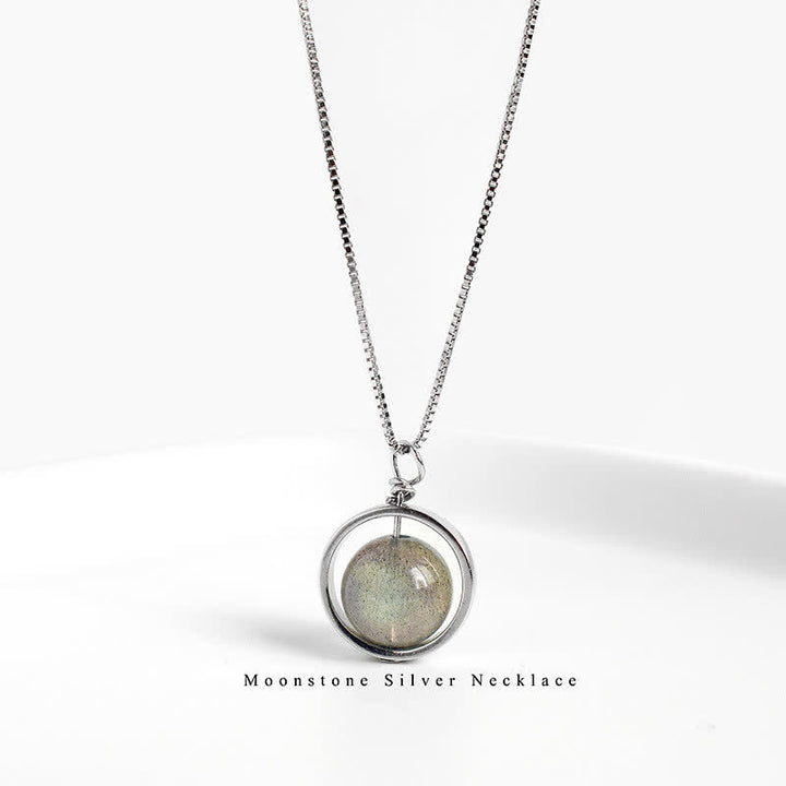 Buddha Stones 925 Sterling Zilveren Maansteen Liefde Planeet Draaibare Ketting - image 8