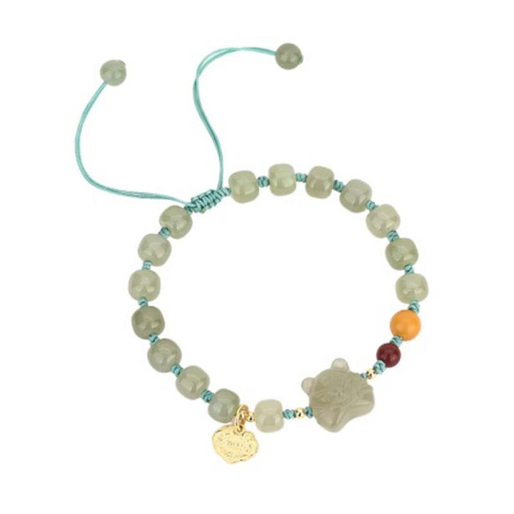 Armband met Chinese dierenriemteken van tijger en jade, een zegeningskoord. - image 4