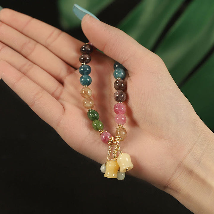 Buddha Stones Natuurlijke kleurrijke toermalijn bloemkralen Armband - image 12