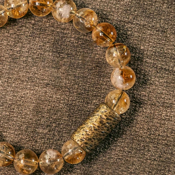 Buddha Stones Armband met natuurlijke citrienkristallen en messing kralen - image 3