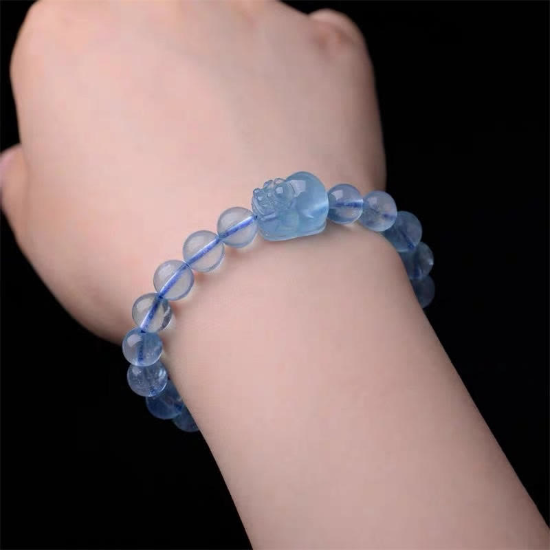 Buddha Stones Natuurlijke aquamarijn PiXiu Serenity helende Armband - image 2