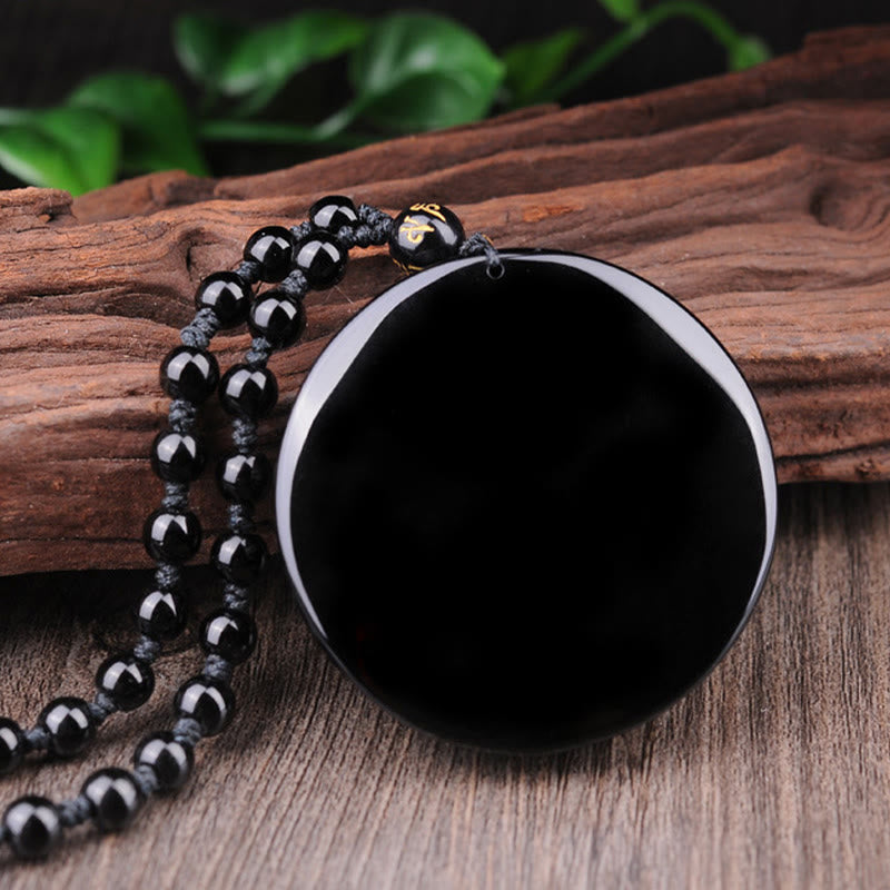 Buddha Stones Bagua Draak Feniks Obsidiaan Vervulling Hanger Ketting - image 11
