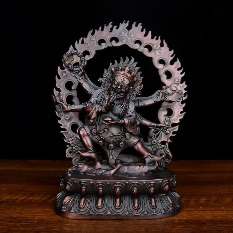 Buddha Stones Tibetaanse Mahakala Bodhisattva beeldje, mededogen, koperen beeldje, decoratie - Paars - image 3